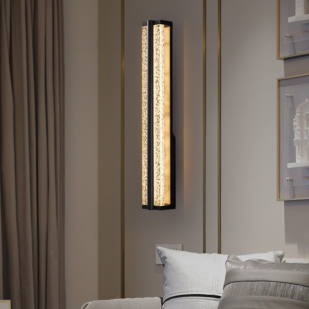 Premium Black Rectangular Stainless Steel Crystal Wall Sconces