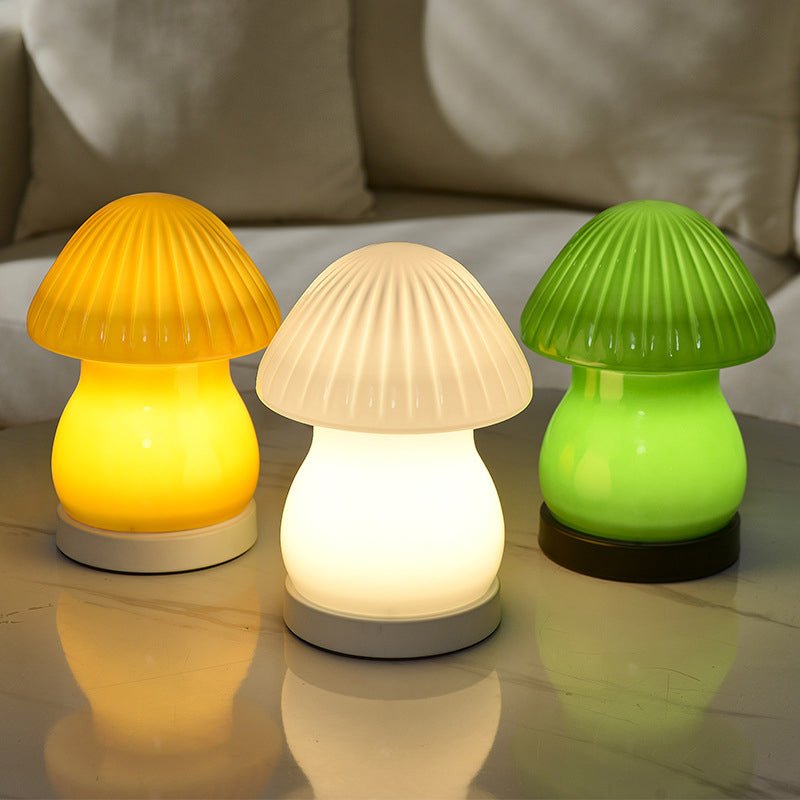 Elegant Glass LED Mushroom Night Light