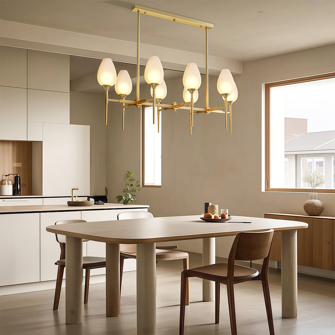 Modern Brass Glass Chandelier - Minimalist Ceiling Light