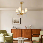 Modern Brass Glass Chandelier - Minimalist Ceiling Light