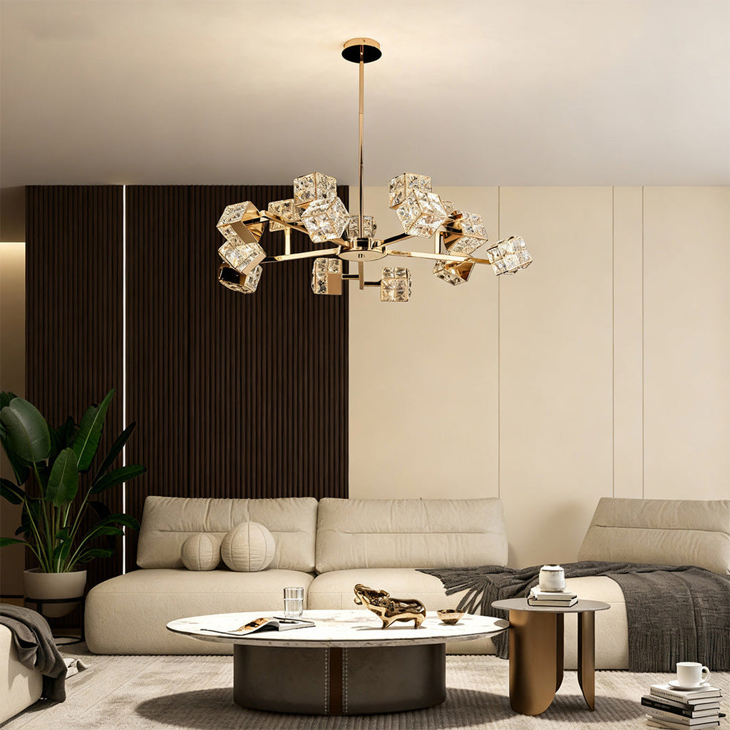 Modern Crystal Cube Ceiling Chandelier
