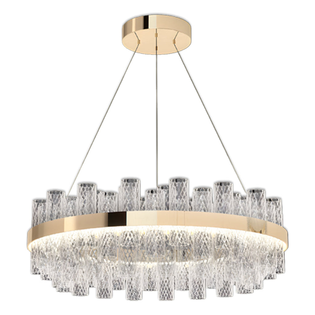 Contemporary LED Chandelier with Crackled Glass Shade