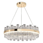 Contemporary LED Chandelier with Crackled Glass Shade