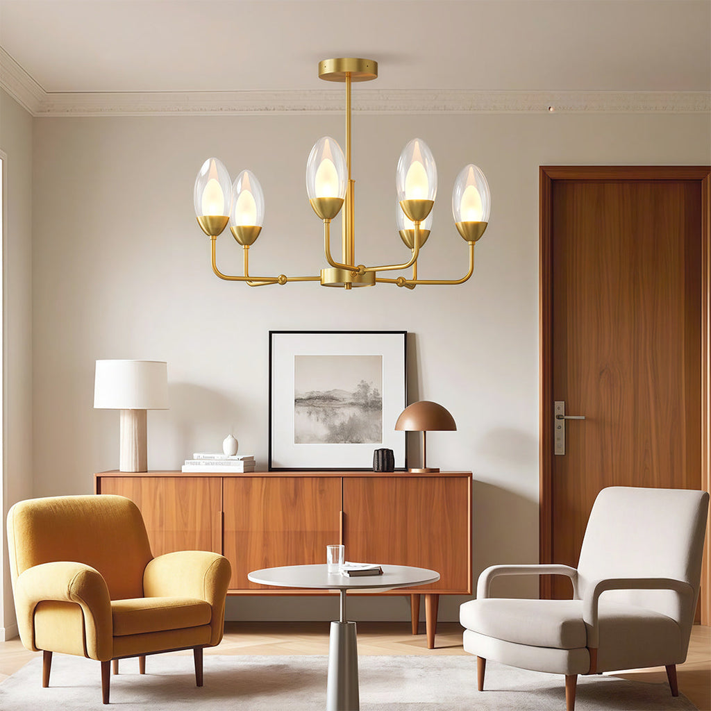 Luxury Copper Minimalist Chandelier - Modern Ceiling Light