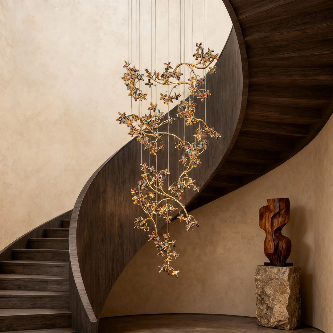 Elegant Crystal Rotating Chandelier for Staircase