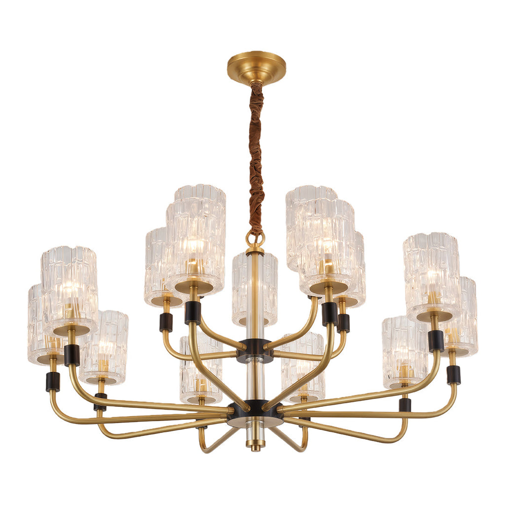 Modern Minimalist Copper and Glass Chandelier Ceiling Light