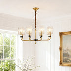Modern Minimalist Copper and Glass Chandelier Ceiling Light