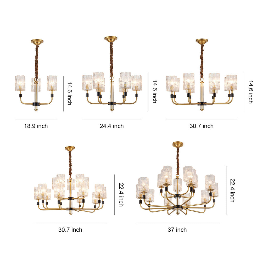 Modern Minimalist Copper and Glass Chandelier Ceiling Light
