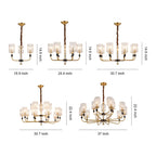Modern Minimalist Copper and Glass Chandelier Ceiling Light