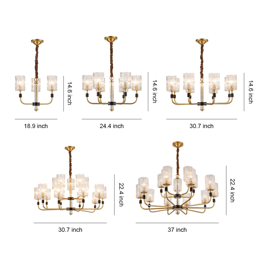 Modern Minimalist Copper and Glass Chandelier Ceiling Light