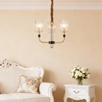 Modern Minimalist Copper and Glass Chandelier Ceiling Light