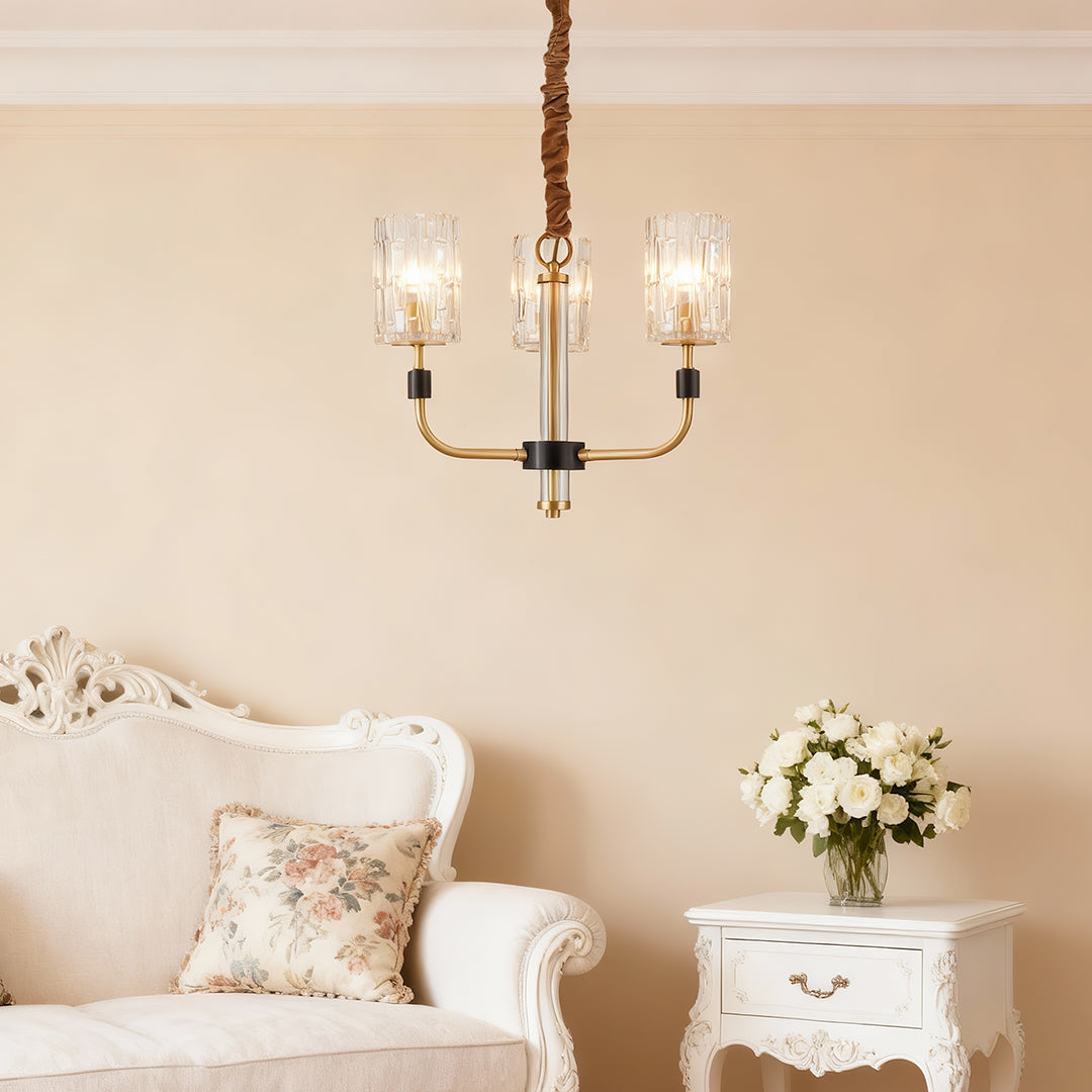 Modern Minimalist Copper and Glass Chandelier Ceiling Light