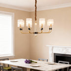 Modern Minimalist Copper and Glass Chandelier Ceiling Light