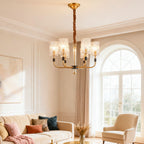 Modern Minimalist Copper and Glass Chandelier Ceiling Light