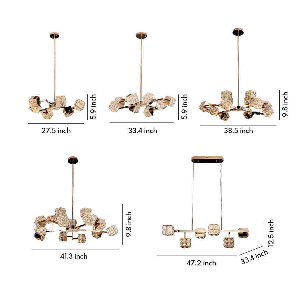 Modern Crystal Cube Ceiling Chandelier