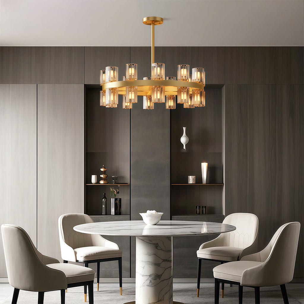 Premium Crystal Chandelier with Copper Ceiling Fixture