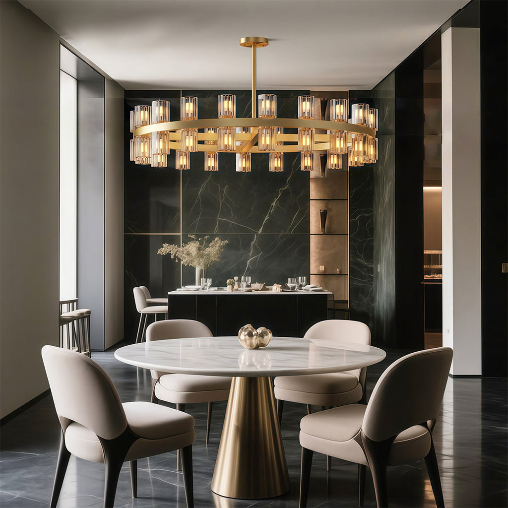 Premium Crystal Chandelier with Copper Ceiling Fixture