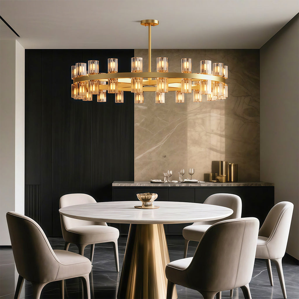 Premium Crystal Chandelier with Copper Ceiling Fixture