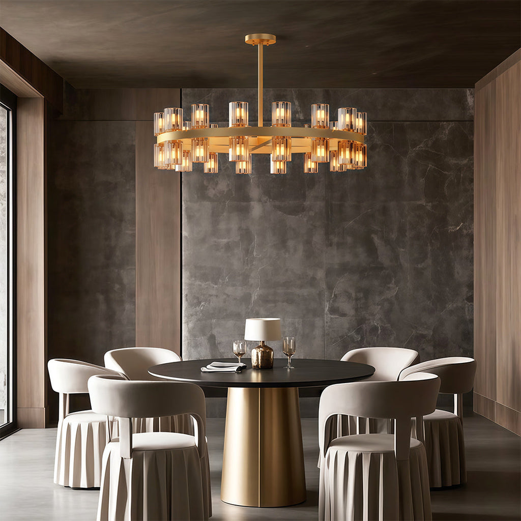 Premium Crystal Chandelier with Copper Ceiling Fixture