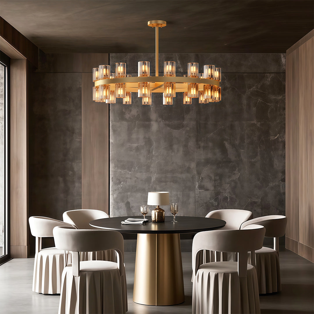 Premium Crystal Chandelier with Copper Ceiling Fixture