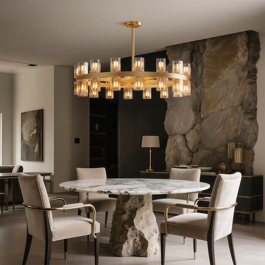 Premium Crystal Chandelier with Copper Ceiling Fixture