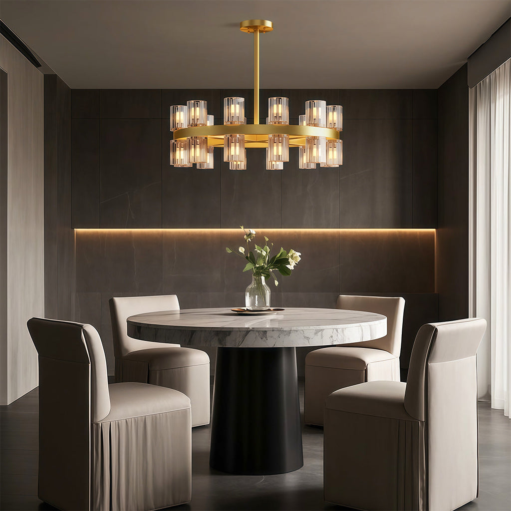 Premium Crystal Chandelier with Copper Ceiling Fixture