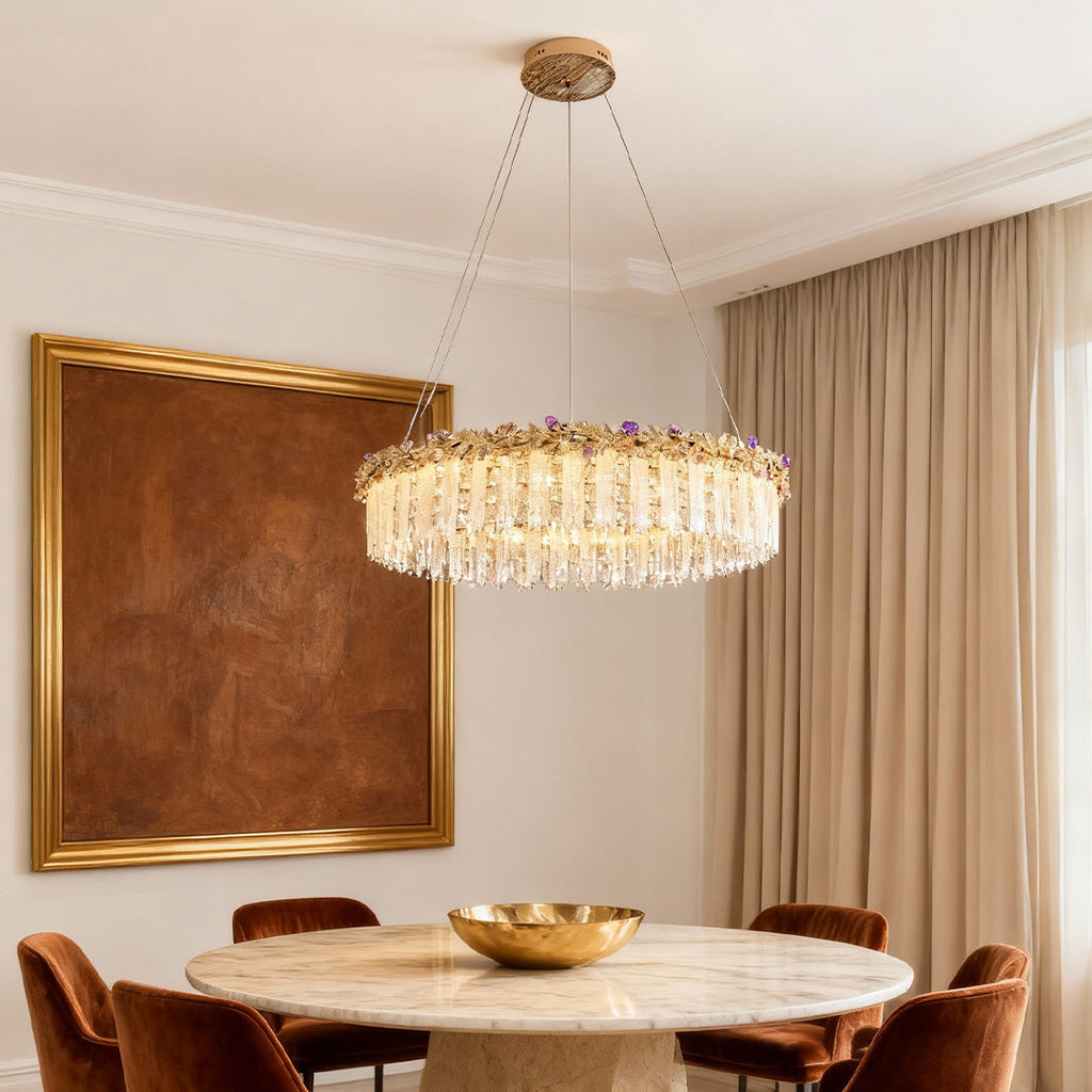 Gold Crystal Chandelier - French Minimalist Ceiling Light