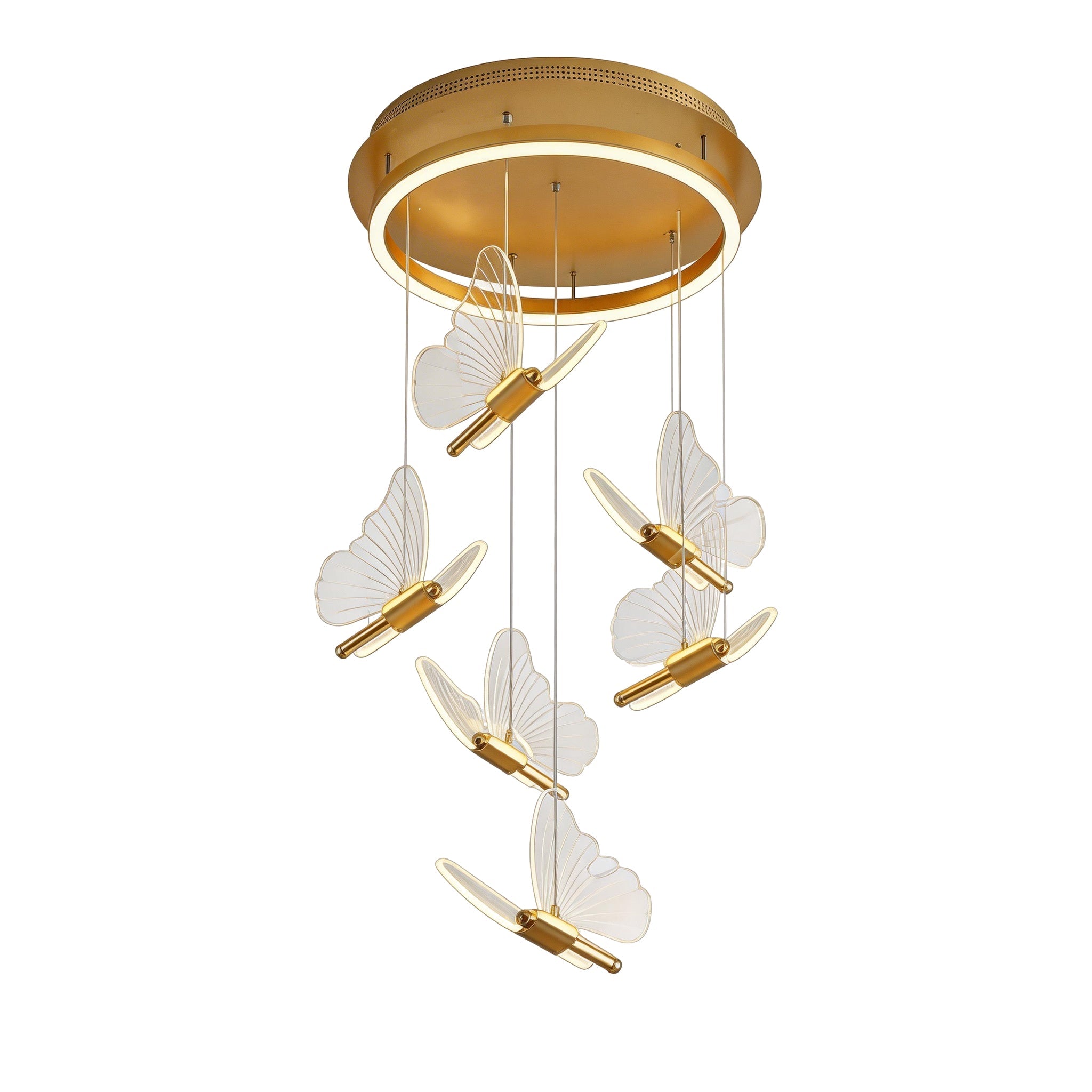 Modern Butterfly Chandelier - Metal and Acrylic Ceiling Light