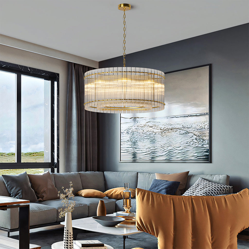 Luxury Iron Chandelier with Glass Lamp Shade - Elegant Ceiling Light