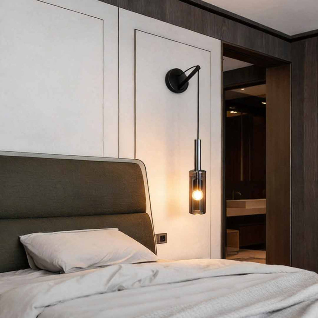 Modern Black and Copper Bedside Wall Lamp