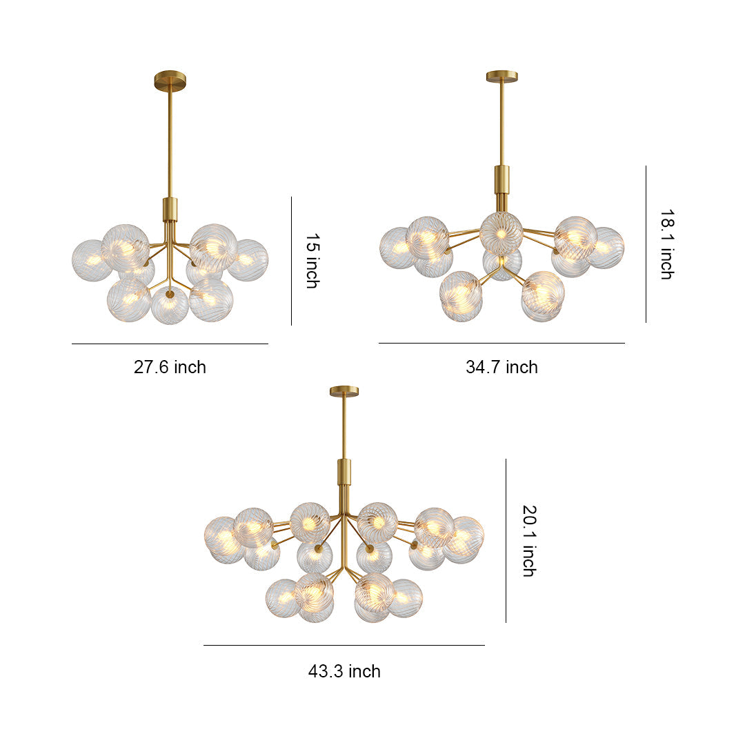 Premium Modern Copper and Glass Ball Chandelier
