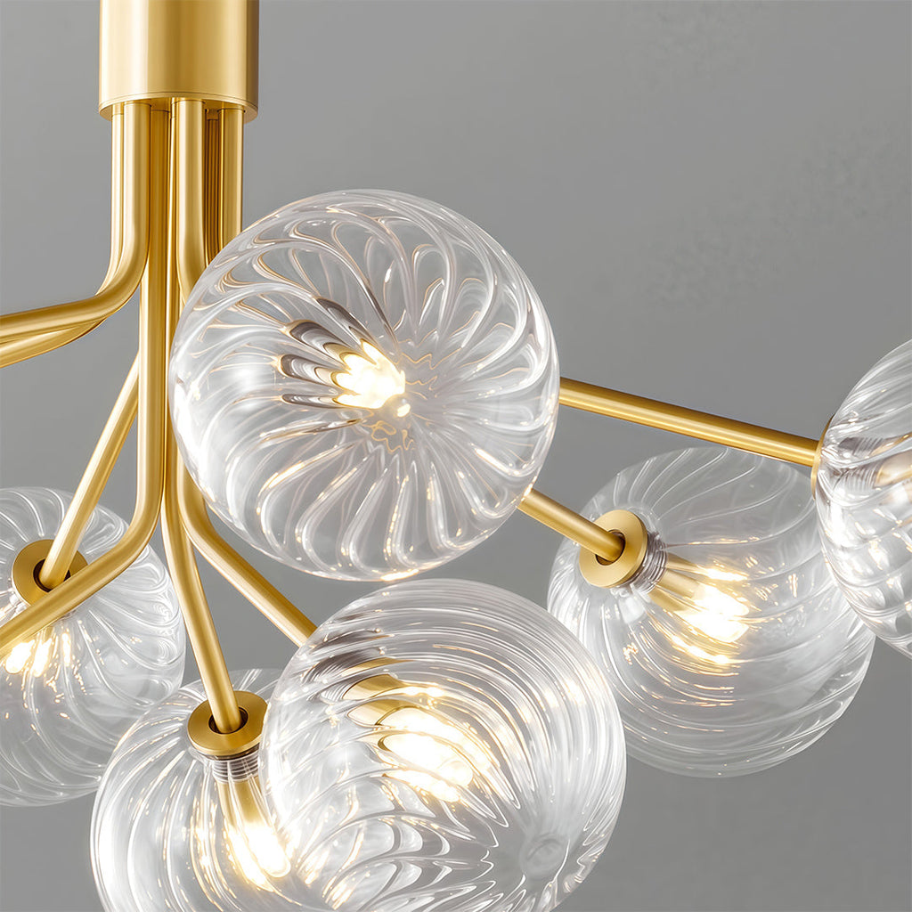 Premium Modern Copper and Glass Ball Chandelier