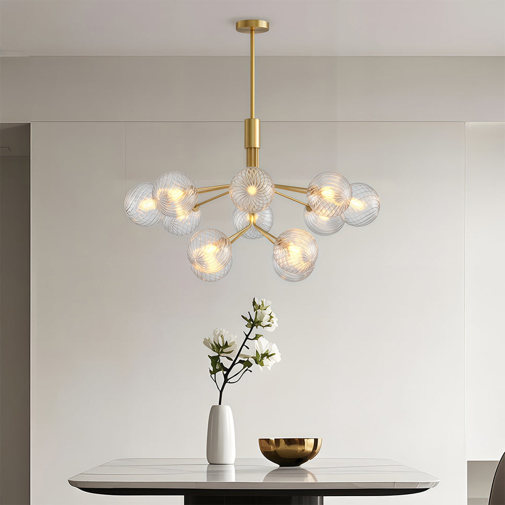 Premium Modern Copper and Glass Ball Chandelier