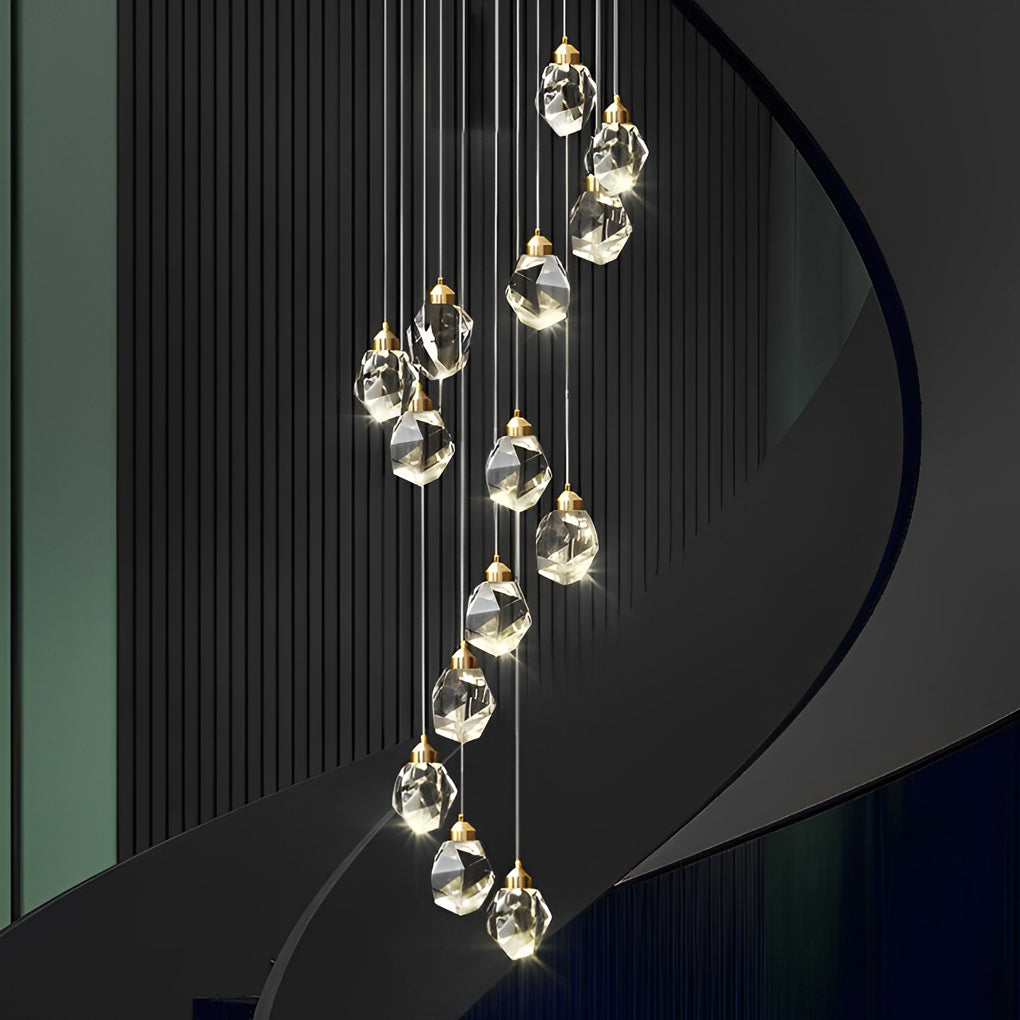 Modern Spiral Crystal Chandelier for High Ceilings