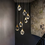 Modern Spiral Crystal Chandelier for High Ceilings