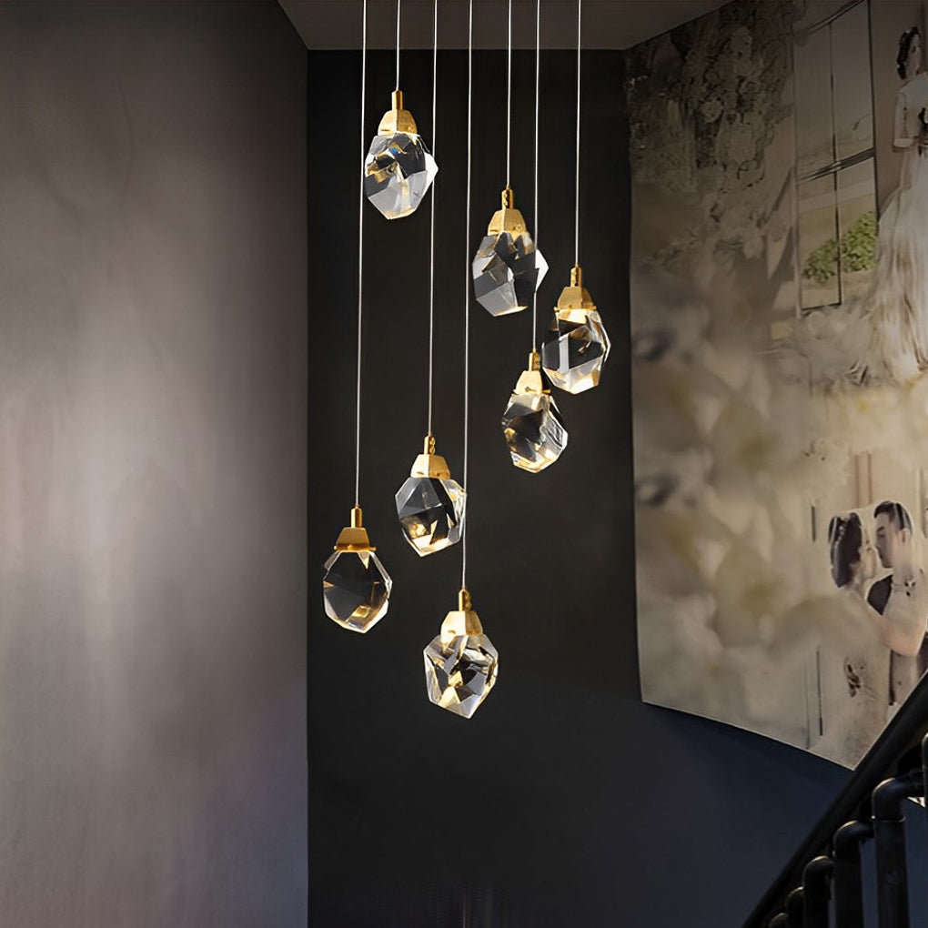 Modern Spiral Crystal Chandelier for High Ceilings
