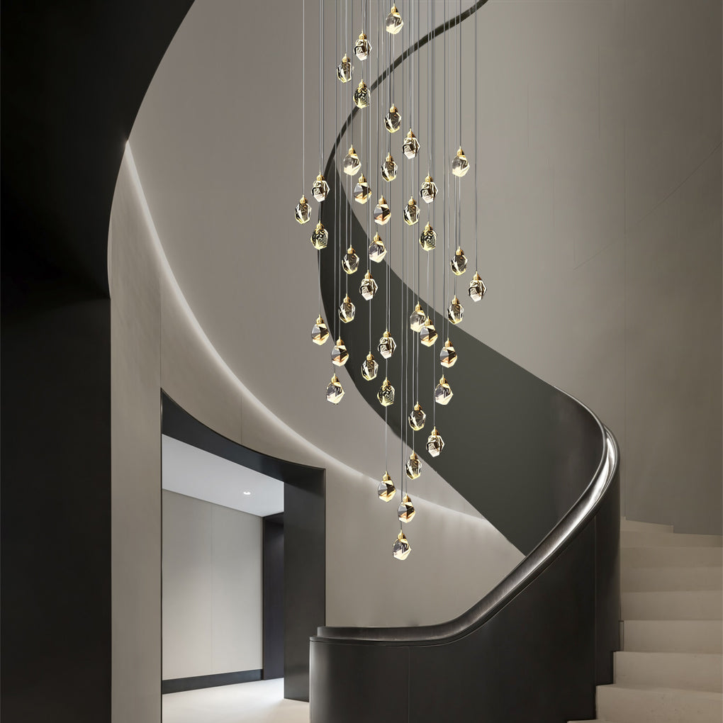 Modern Spiral Crystal Chandelier for High Ceilings