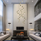 Modern Spiral Crystal Chandelier for High Ceilings