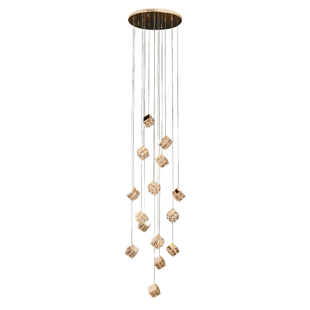 Crystal Cube Chandelier Ceiling Light for Stairs