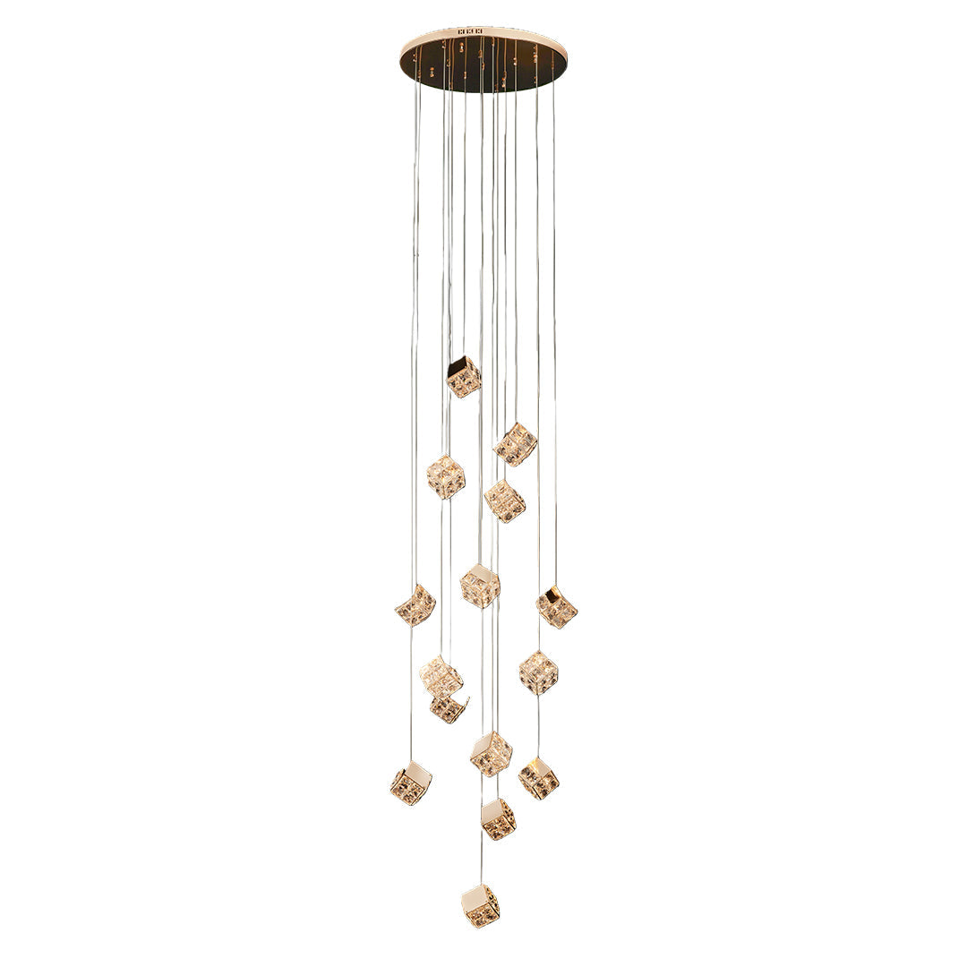 Crystal Cube Chandelier Ceiling Light for Stairs