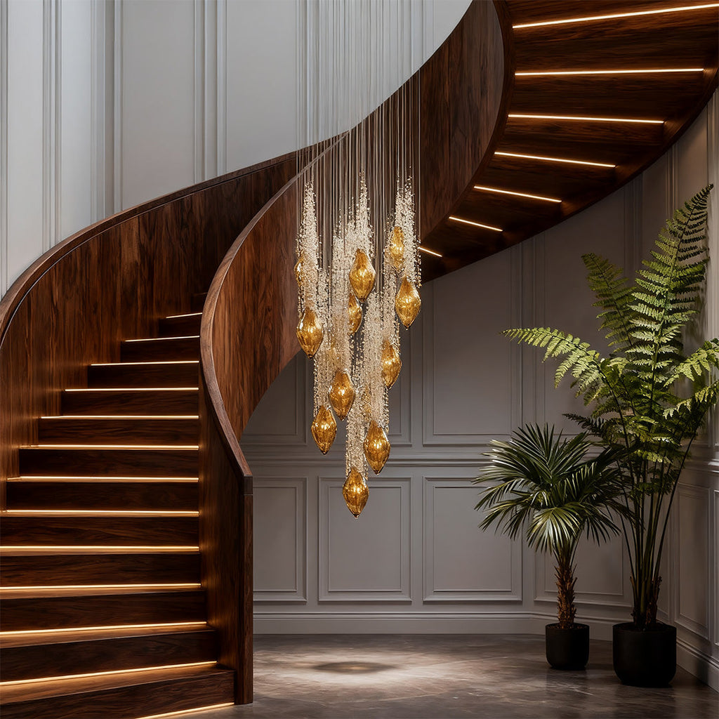 Artistic Crystal Stairway Chandelier Ceiling Light