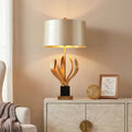 Vintage Metal Table Lamp with Fabric Shade - Elegant Nightstand Lighting