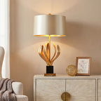 Vintage Metal Table Lamp with Fabric Shade - Elegant Nightstand Lighting