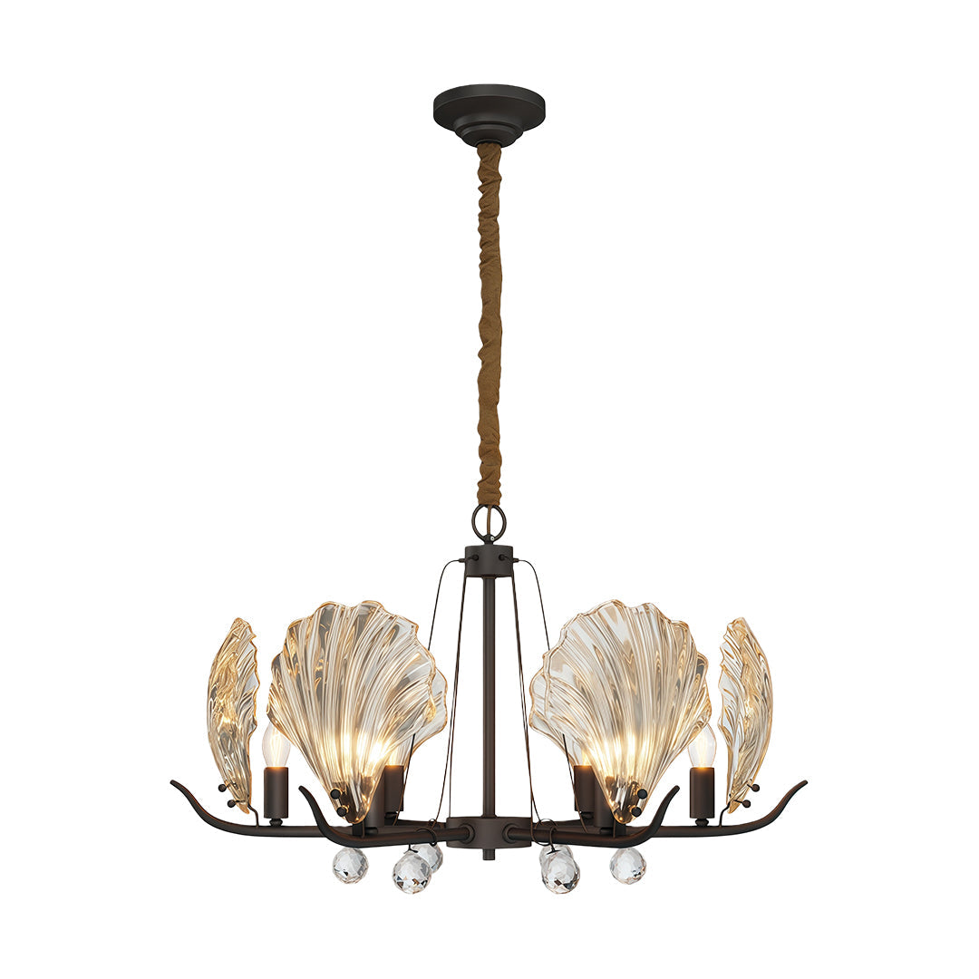 Modern Copper and Glass Shell Chandelier Ceiling Light