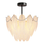 Modern Copper Pearl Feathers Chandelier Ceiling Light