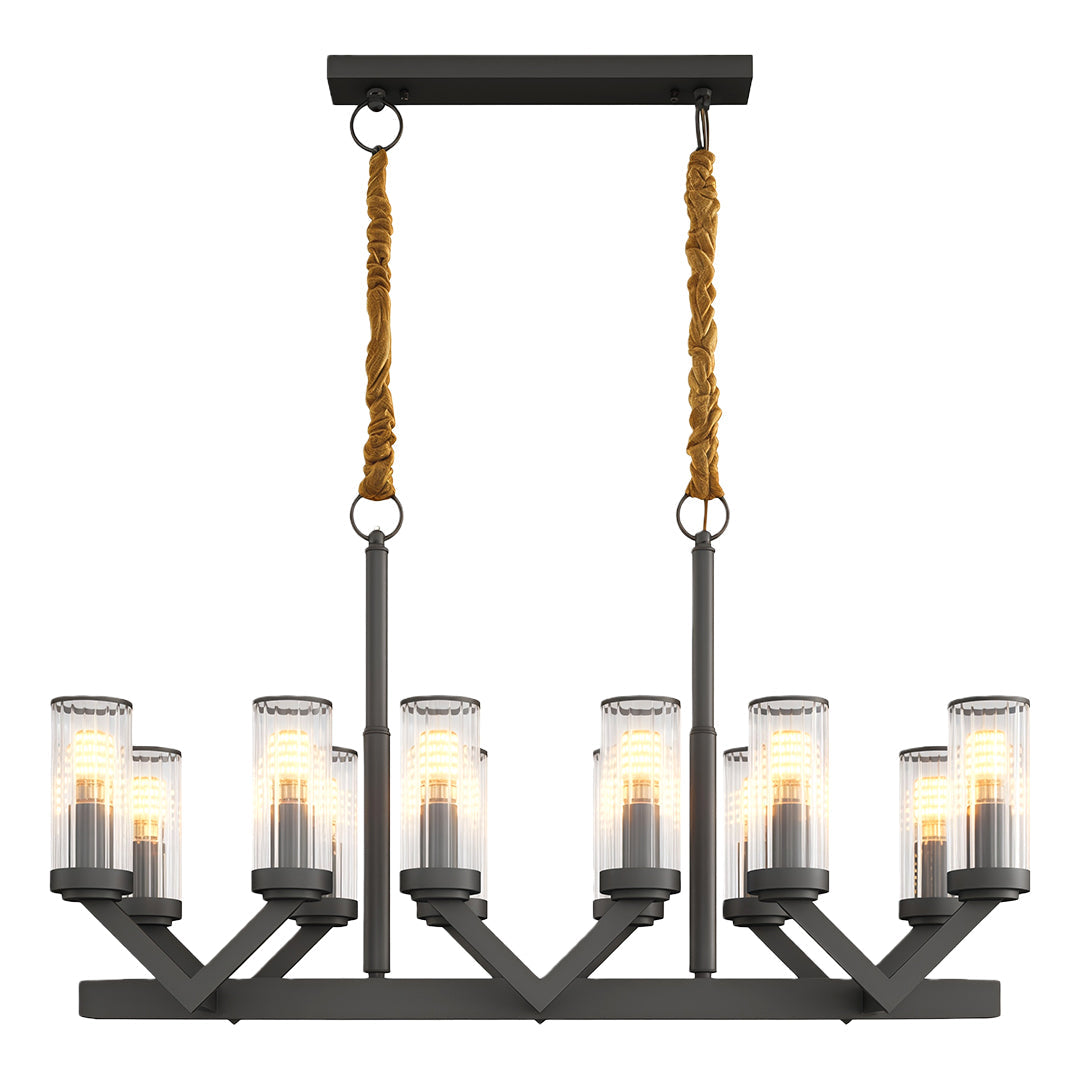 Luxury Copper Glass Drop Chandelier - Elegant Ceiling Light