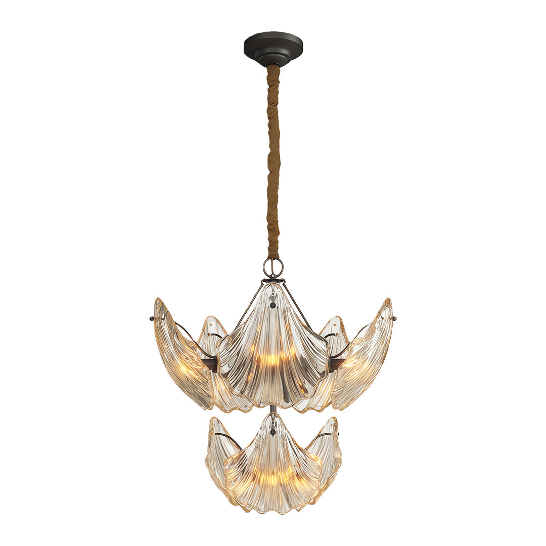 Luxury Copper and Glass Large Modern Chandelier