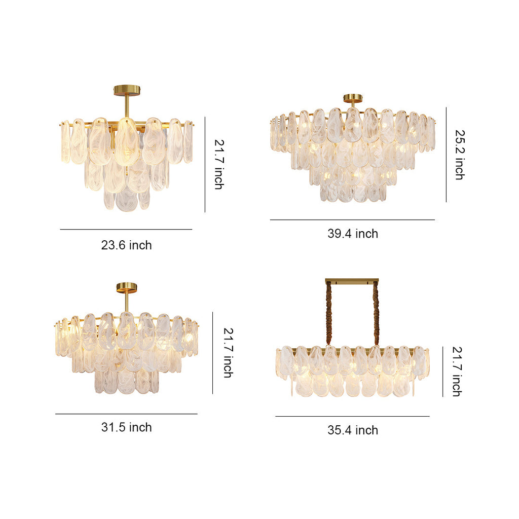 Midcentury Modern Copper and Glass Chandelier