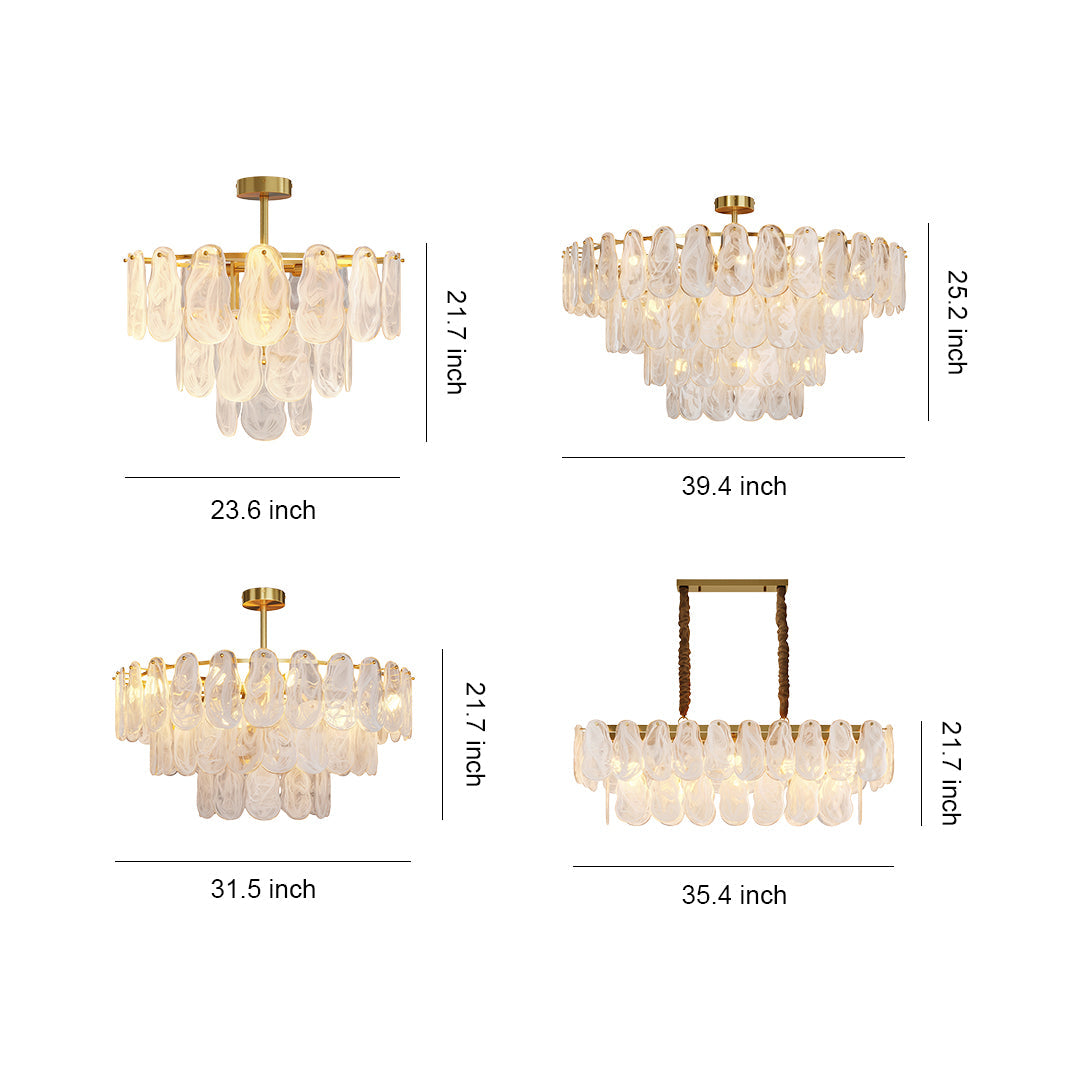 Midcentury Modern Copper and Glass Chandelier