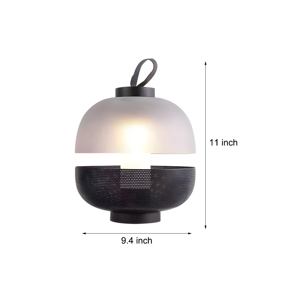11-Inch LED Table Lamp with Mesh Metal and Frosted Glass Design